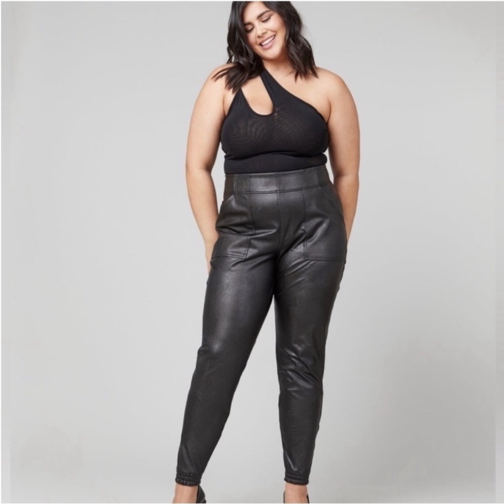 SPANX Leather Like Joggers Black XL H20